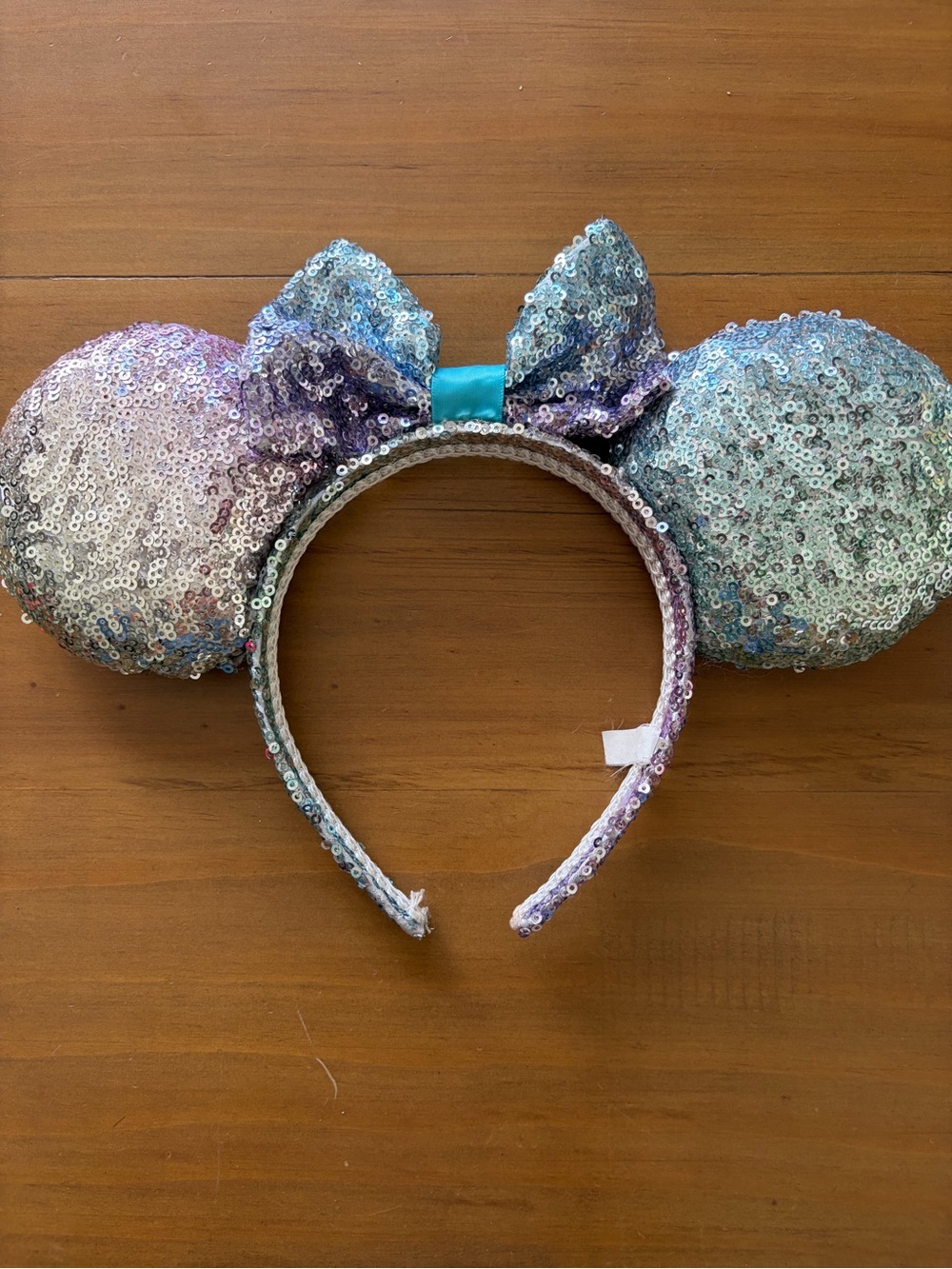 Disney Iridescent Sequin Minnie Mouse Ears Headband with Bow